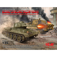 ICM 1/35 Battle of Berlin (April 1945) (Soviet T-34-85 and Pz.Kpfw.VI King Tiger late production) Diorama Kit DS3506