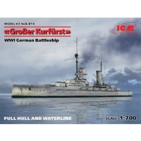 ICM 1/700 Grober Kurfurst (full hull & waterline), WWI German Battleship Plastic Model Kit S015