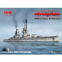 ICM 1/700 Kronprinz (full hull & waterline), WWI German Battleship Plastic Model Kit S016