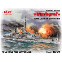 ICM 1/700 Markgraf (full hull & waterline), WWI German Battleship Plastic Model Kit S017
