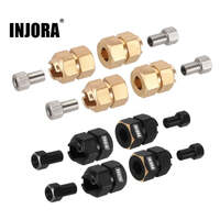 INJORA 9mm(+5mm) Brass Wheel Hex Hub Extenders for 1/18 TRX4M (4M-60) - Black