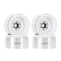 Injora 1.9" CNC Aluminum -10mm Offset Wheels for 1/10 RC Crawlers (W1903) - White
