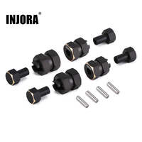 INJORA 4PCS Black Brass Wheel Hex Hub +5mm Extenders for Axial SCX24 AX24 - 4 Pairs Wheel Extenders