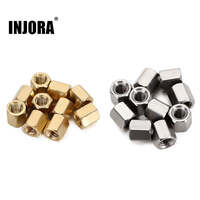 INJORA 10PCS M3x5mm Brass/Stainless Steel Hex Long Nuts Coupling Sleeve Nuts for FMS FXC24 FCX18 - 10PCS Brass