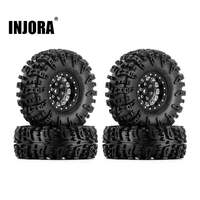 INJORA 1.3" 70*27mm Aluminum Wheels with Swamp Claw Tires for 1/18 1/24 RC Crawlers (W1301) - Black