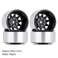 Injora 1.9" Deep Dish -8.9mm Offset Wheels for 1/10 RC Crawlers (W1940) - Black