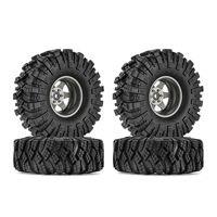 INJORA Offset -8.9mm 1.9" Beadlock Wheels S5 Mud Tires Set for 1/10 RC Crawler