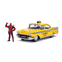 Jada 1/24 Deadpool w/1957 Chevy Bel Air Taxi Movie Hollywood Rides 30290 Diecast