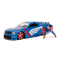 Jada 1/24 Captain America w/ 2006 Mustang Hollywood Rides Movie Diecast