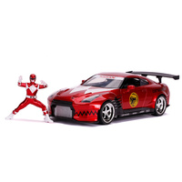 Jada 1/24 Red Ranger w/2009 Nissan GT-R Power Rangers Hollywood Rides Movies Diecast