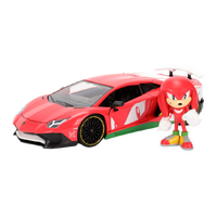 Jada 1/24 Sonic the Hedgehog - Lamborghini Aventaor SV (with Knuckles the Echidna Figure) Diecast Model Car