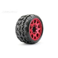 Jetko 1/8 SGT 3.8 EX-TOMAHAWK Tyres (Claw Rim/Metal Red/Med Soft/Belted/17mm) (2pcs) [1601CRMSGBB1]