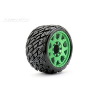 Jetko 1/8 SGT 3.8 EX-ROCKFORM Tyres (Claw Rim/Metal Green/Med Soft/Belted) (2pcs) [1603CGMSGBB1]