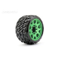 Jetko 1/8 SGT 3.8 EX-ROCKFORM Tyres (Claw Rim/Metal Green/Med Soft/Belted) (2pcs) [1603CGMSGBB1]