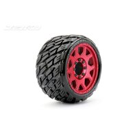 Jetko 1/8 SGT 3.8 EX-ROCKFORM Tyres (Claw Rim/Metal Red/Med Soft/Belted/17mm) (2pcs) [1603CRMSGBB1]