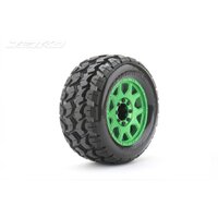Jetko 1/8 MT 3.8 EX-TOMAHAWK Tyres (Claw Rim/Metal Green/Med Soft/Belted) (2pcs) [1801CGMSGBB1]