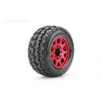 Jetko 1/8 MT 3.8 EX-TOMAHAWK Tyres (Claw Rim/Metal RED/Med Soft/Belted/17mm) (2pcs) [1801CRMSGBB1]