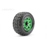 Jetko 1/8 MT 3.8 EX-ROCKFORM Tyres (Claw Rim/Metal Green/Med Soft/Belted) (2pcs) [1803CGMSGBB1]