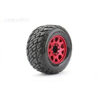 Jetko 1/8 MT 3.8 EX-ROCKFORM Tyres (Claw Rim/Metal RED/Med Soft/Belted/17mm) (2pcs) [1803CRMSGBB1]