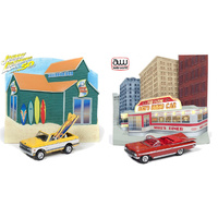 JL Innovative Design 1/64 Surf Shop/50's Diner Facade w/Cars