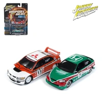 Johnny Lightning 1/64 Import Heat Rally 2004 Mitsubishi Lancer Evolution and 2000 Honda Civic Hatchback