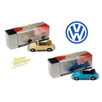 Johnny Lightning 1/64 Blue/Ivory 1975 VW Super Beetle Convertible Assorted Diecast Car JLCT005