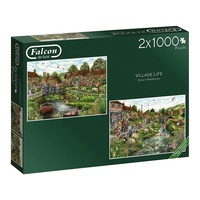 Jumbo 1000pc Village Life 2 X Jigsaw Puzzle