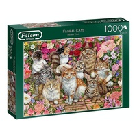 Jumbo 1000pc Floral Cats Jigsaw Puzzle