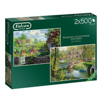 Jumbo 2x500pc Romantic Cottages Jigsaw Puzzle