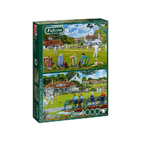Jumbo 2x1000pc Village Sporting Green Jigsaw Puzzles