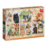Jumbo 1000pc Cat Stamps Jigsaw Puzzle