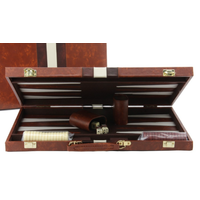 Backgammon Deluxe 15in Brown Tan Case K1038