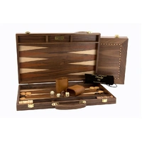 Dal Rossi Backgammon, walnut With Handle, 15"