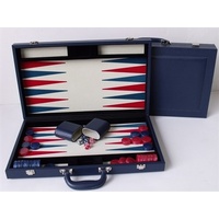Dal Rossi Backgammon 18in With Imitation Leather Case Blue