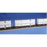 Kato N Gunderson Maxi-IV double stack car (3pcs) BNSF #253791 w/Hub green containers Train Pack
