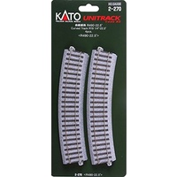 Kato HO Unitrack Radius 490mm, 22.5 Degrees 4pk