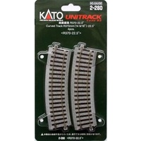 Kato HO Unitrack Radius 370mm, 22.5 Degrees 4pk