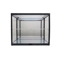 Black Mirrored Back and Base Display Case 2 Layers LED