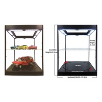 Black LED Rotary Display Case w/Adjustable Shelf (W) 33.5 x (D) 33.5 x (H) 43.5cm