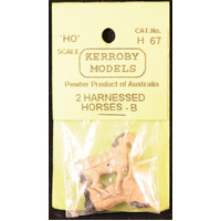 Kerroby HO B Horses Harnessed - 2 for H62 Wagon (diff, To H66)
