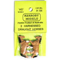 Kerroby HO Draught Horses - 2 Harnessed Horses - for H62 Wagon