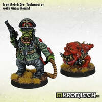 Kromlech Iron Reich Orc Taskmaster with Gnaw Hound (2)