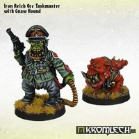 Kromlech Iron Reich Orc Taskmaster with Gnaw Hound (2)
