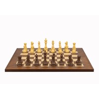 Dal Rossi Italy Chess Set Mahogany Maple Flat Board 50cm, With Queens Gambit Chessmen 90mm