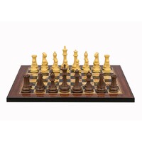 Dal Rossi Italy Chess Set Flat Walnut Shiny Finish Board 40cm, With Queens Gambit Chessmen 90mm