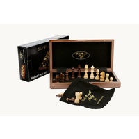 Dal Rossi 12in Walnut Folding Chess Set inlaid