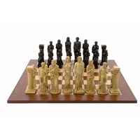 Dal Rossi Italy Chess Set: 50cm Mahogany & Maple Chess Board & Gods Of Mythology Poly Resin Weighted Chess Pieces