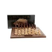 Dal Rossi 16in Walnut Folding Chess Set Bevelled edge, with handle