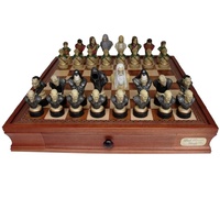 Dal Rossi Italy Chess Set: 20" Walnut Finish Chess Box & 110mm Lord of the Rings Poly Resin Chess Pieces