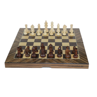 Dal Rossi Palisander / Boxwood Finish Folding Chess Set, 16"